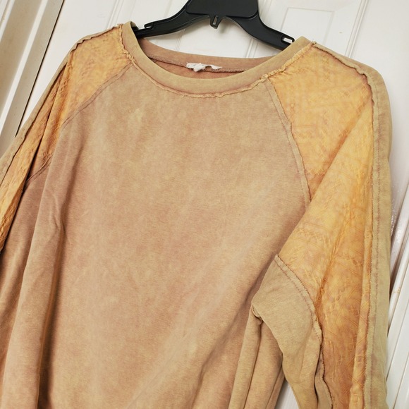 Oli & Hali Tan Tie Dye Lace Sleeve Sweatshirt Pullover Women's Size Medium - Picture 5 of 11